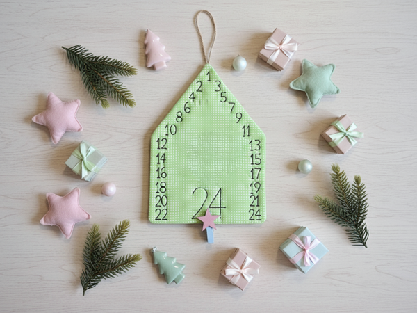 Blanko Adventskalenderhaus aus Stoff - ITH-Stickdatei